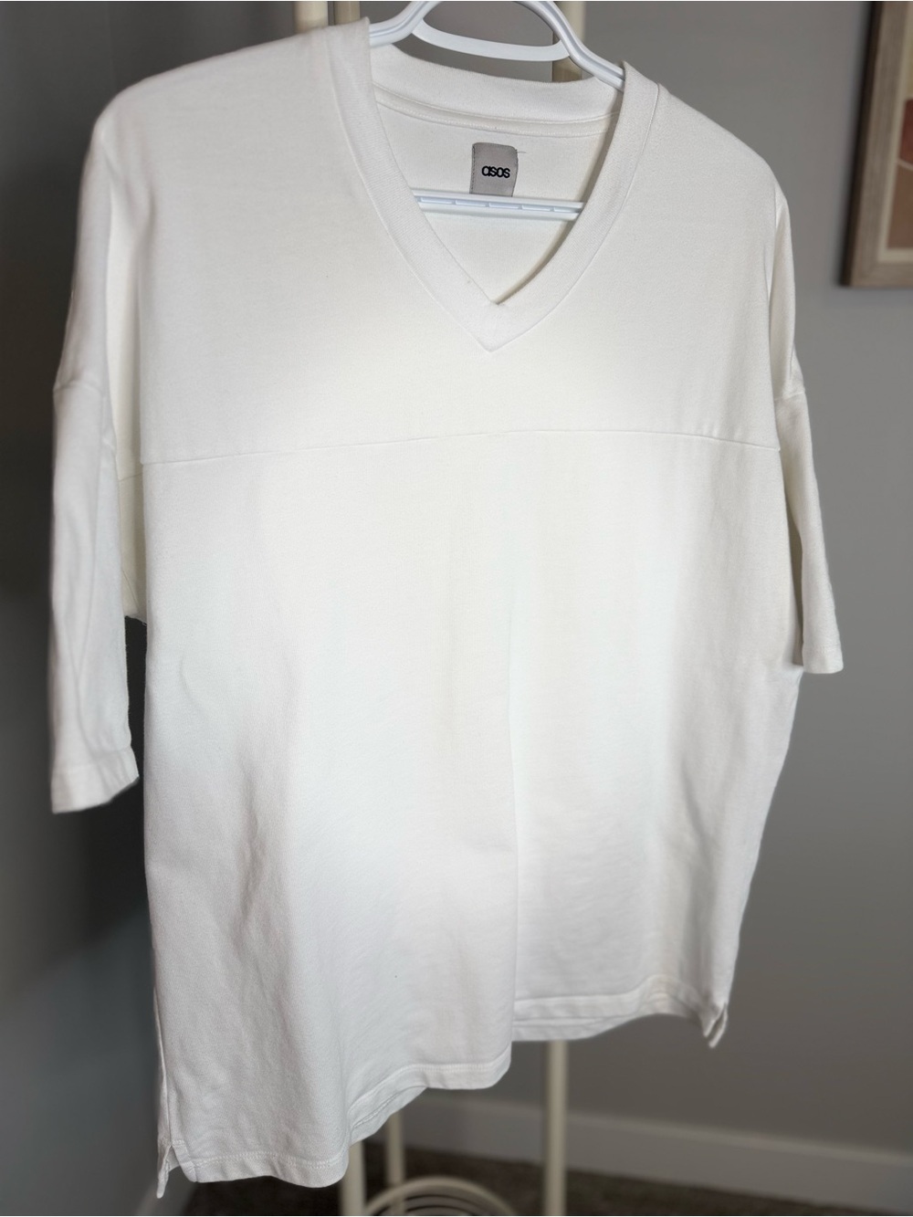 ASOS White V-Neck Short Sleeve Shirt